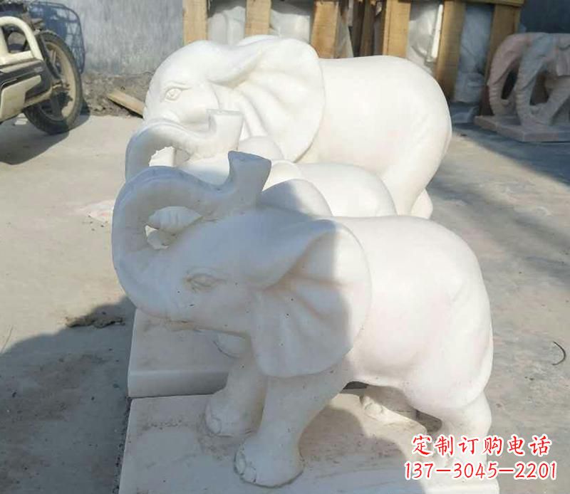 山西汉白玉招财小象雕塑