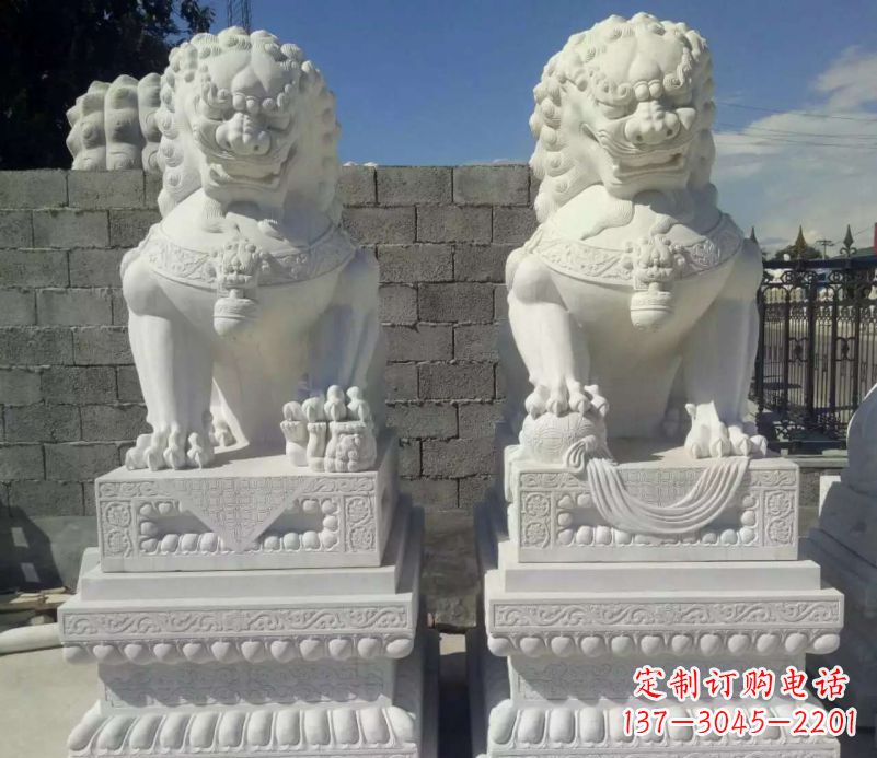 山西汉白玉镇宅狮子石雕塑