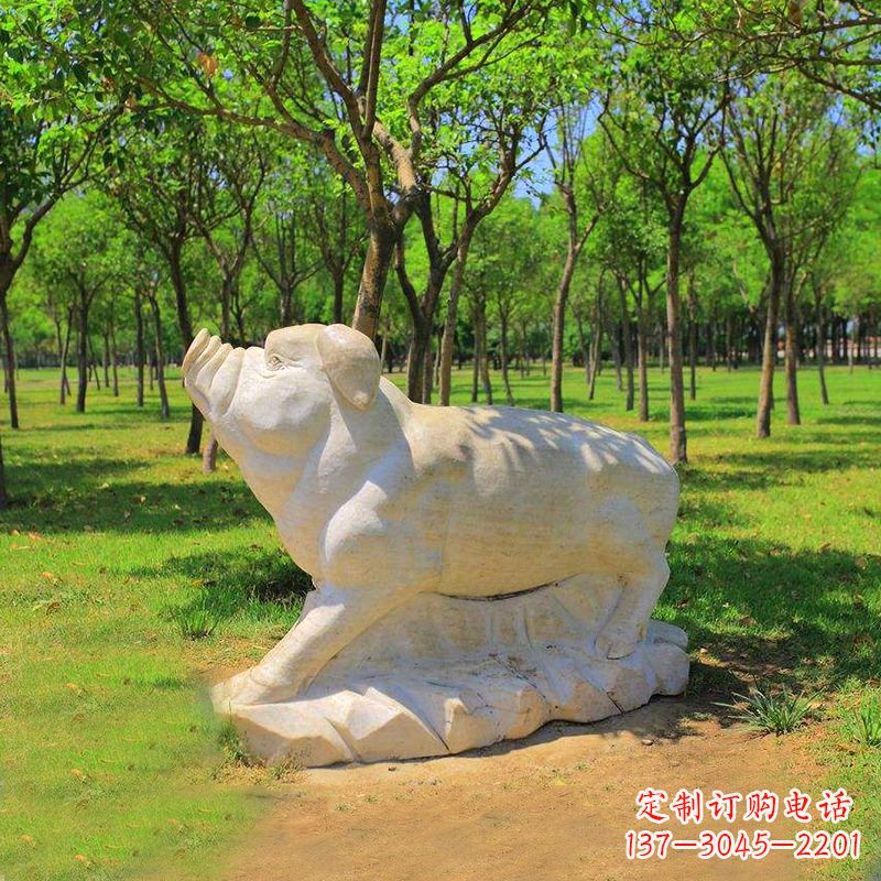 山西传统十二生肖精美手工猪石雕动物雕塑