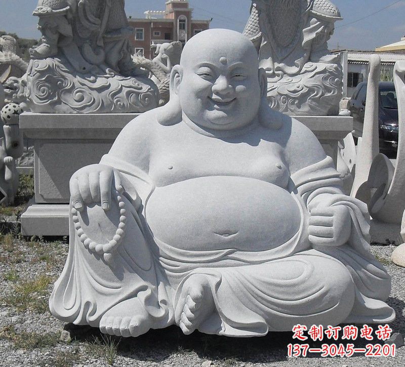 山西精美高雅的汉白玉弥勒佛雕像