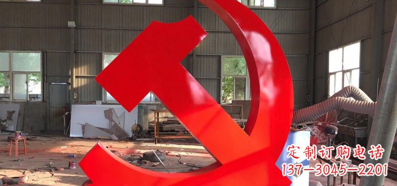 山西河南不锈钢党徽雕塑,精致而完美