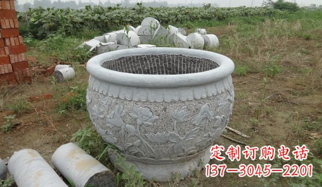 山西荷花花盆公园景观石雕,千般美妙一览无余