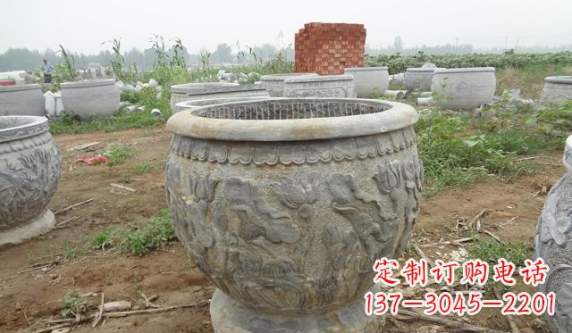 山西荷花花盆公园景观石浮雕