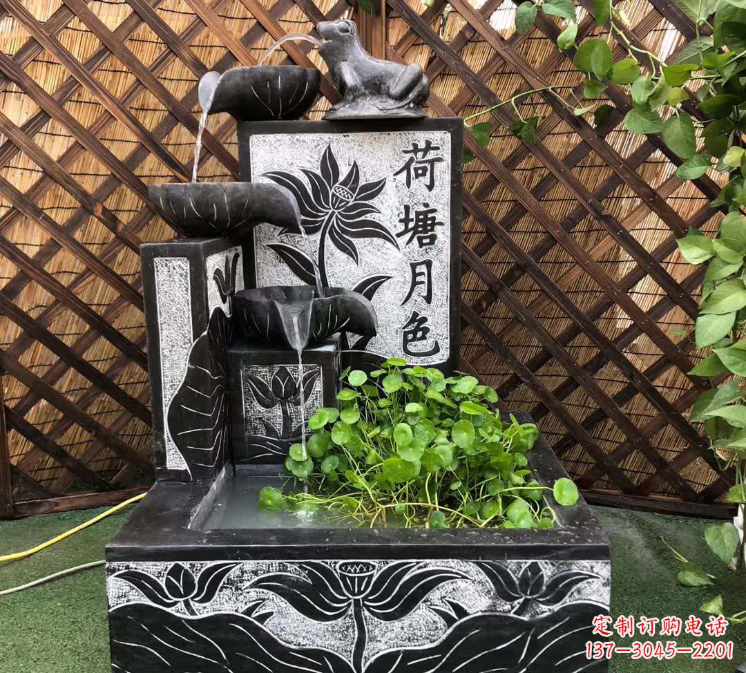 山西荷塘月色景观石雕喷水池
