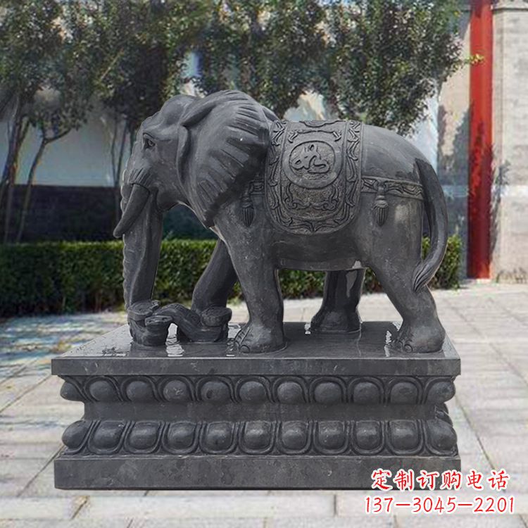 山西黑色石雕大象