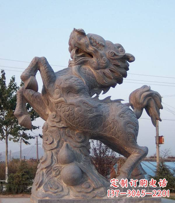 山西精美独特的麒麟神兽石雕