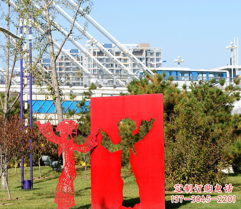 山西全新设计:不锈钢皮影戏雕塑