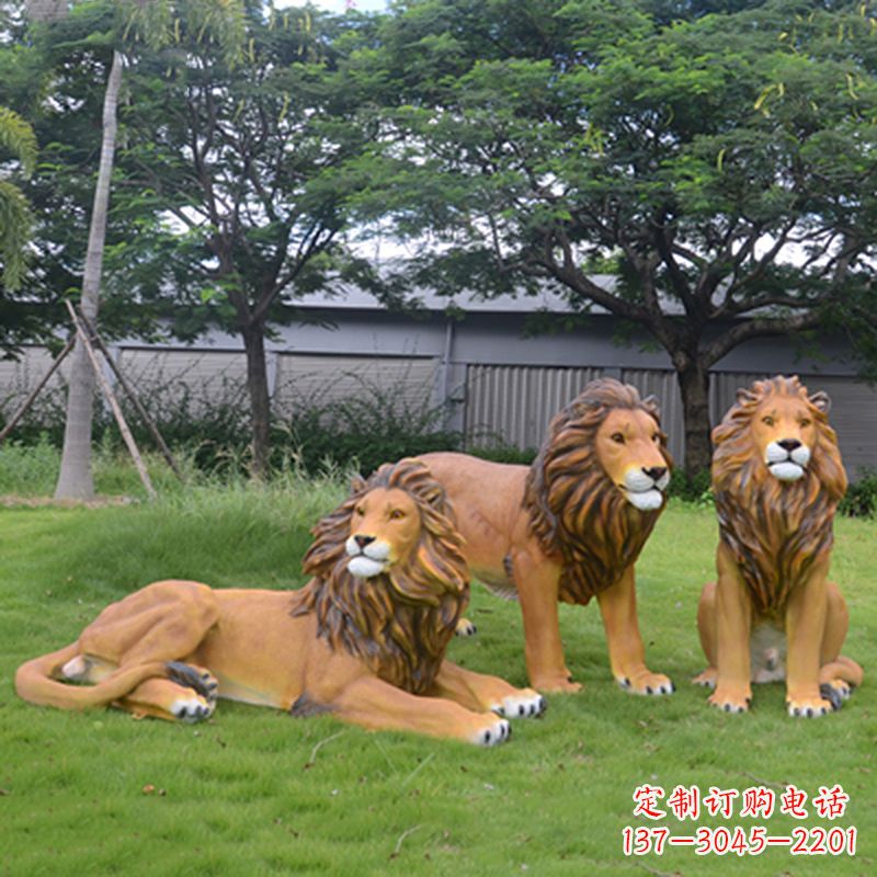 山西把公园里的斗勇气释放出来--领雕金刚户外仿真狮子雕塑