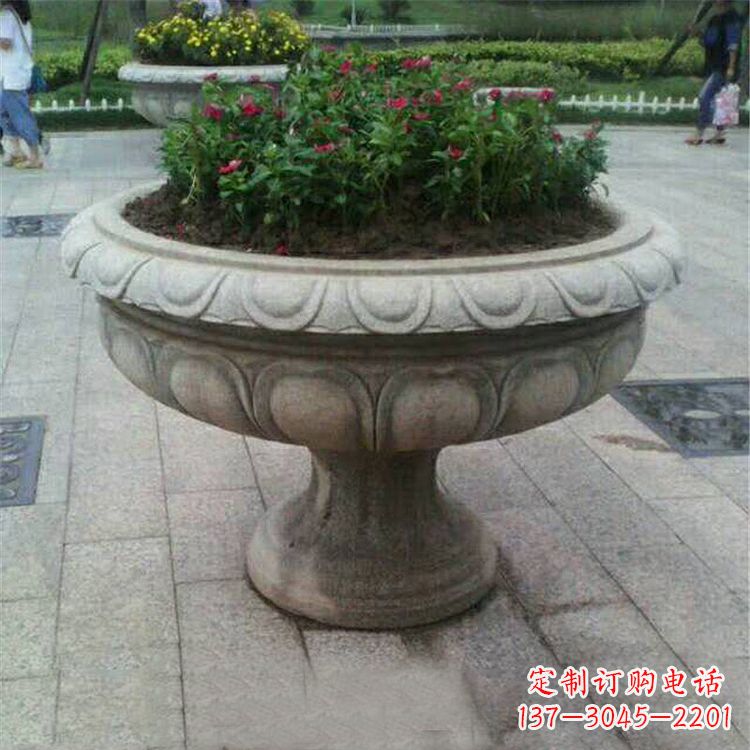 山西中领雕塑:精美花岗岩公园石雕花盆