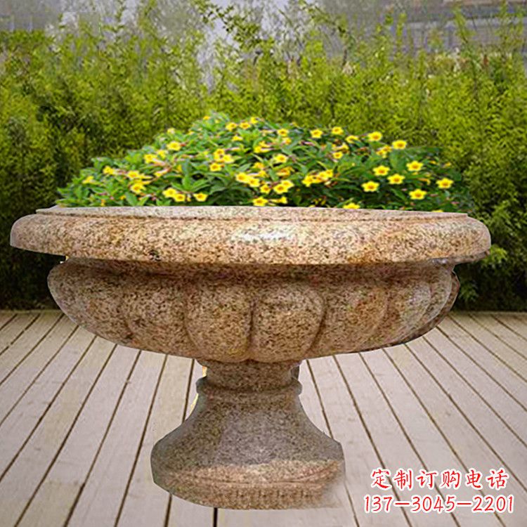山西花岗岩欧式园林花盆雕塑