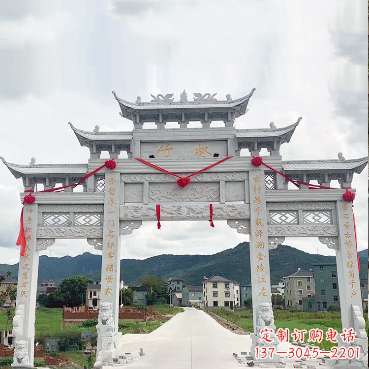 山西花岗岩三门石牌坊雕塑
