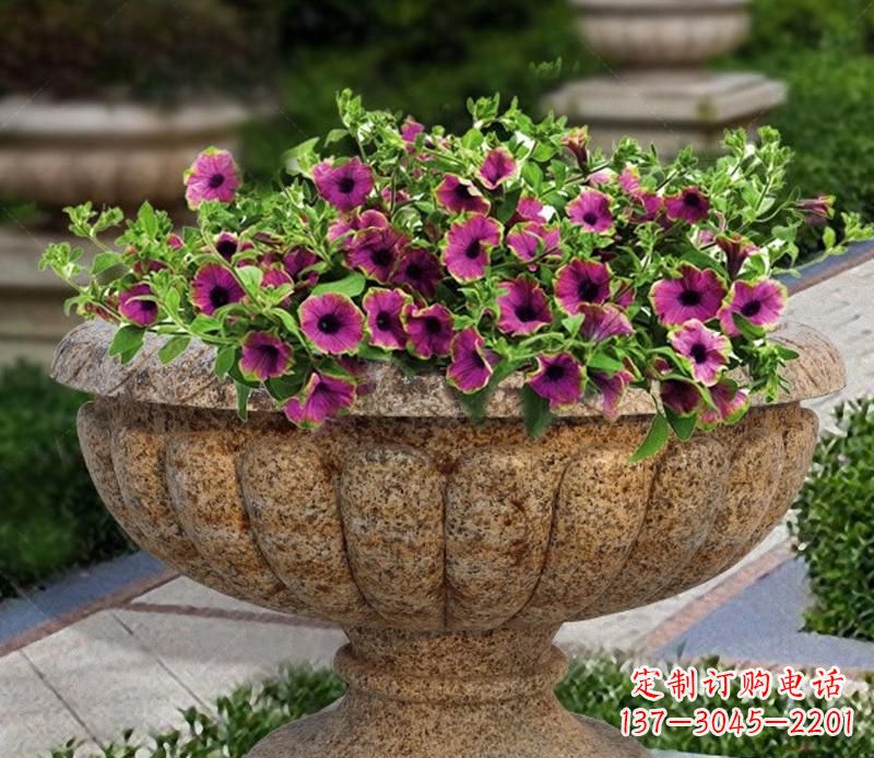 山西花岗岩小区景观花盆雕塑 (2)