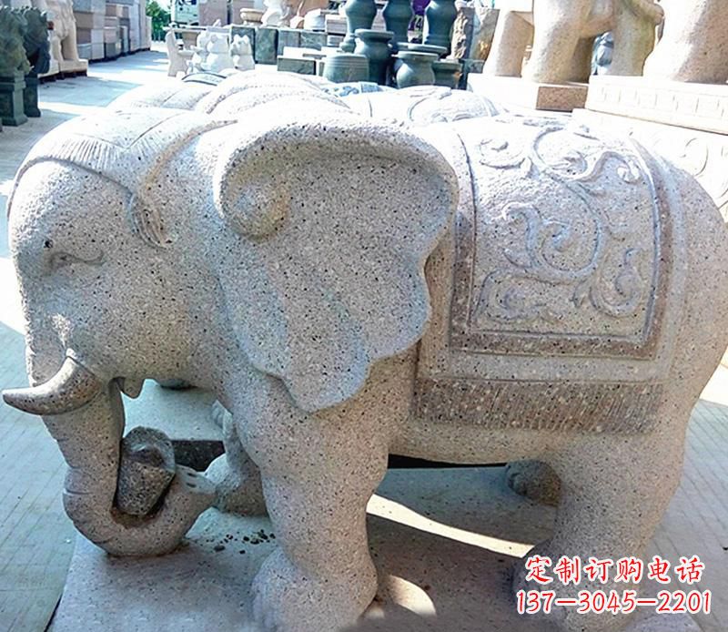 山西花岗岩元宝大象石雕,雕刻古典且充满质感
