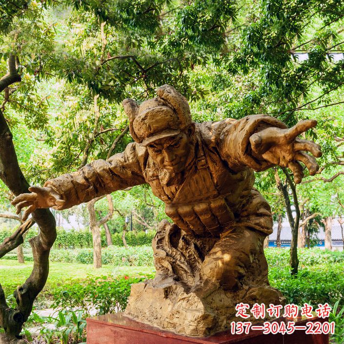 山西中领雕塑:黄继光铜雕著名抗战英雄雕像