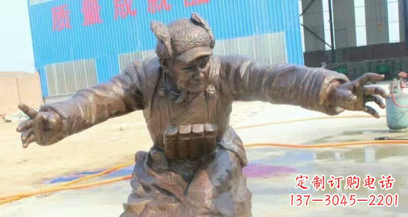 山西荣耀时刻,纪念经典——黄继光校园英雄人物铜雕
