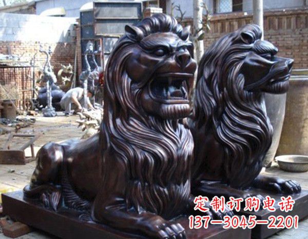 山西浓郁艺术气息的精美铜雕狮子