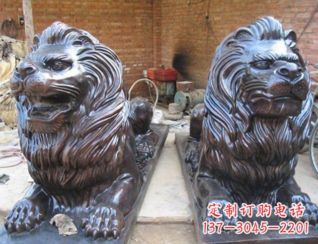 山西汇丰狮子铜雕塑是由中领雕塑制作的一款狮子…