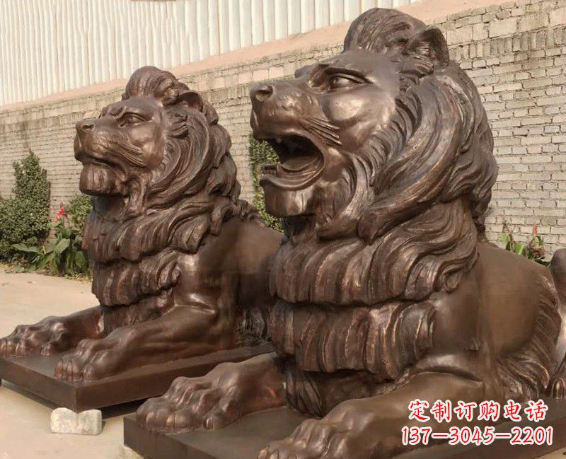 山西汇丰铜雕狮子,威武雄壮