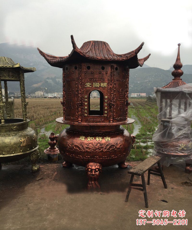 山西锻铜吉祥如意香炉雕塑