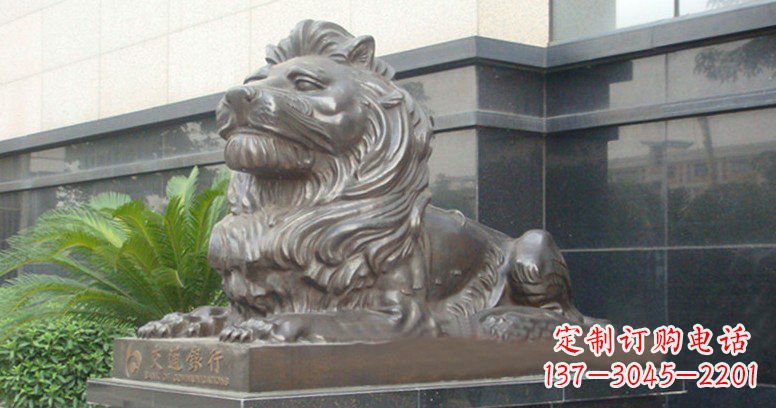 山西交通银行门口西洋狮子铜雕