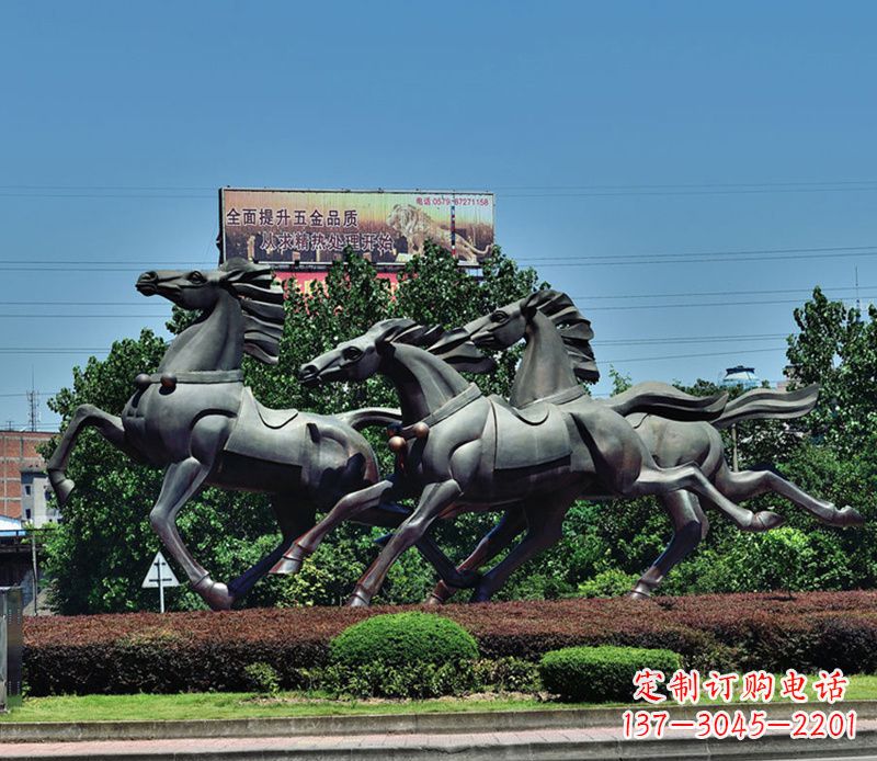 山西街边奔马铜雕塑