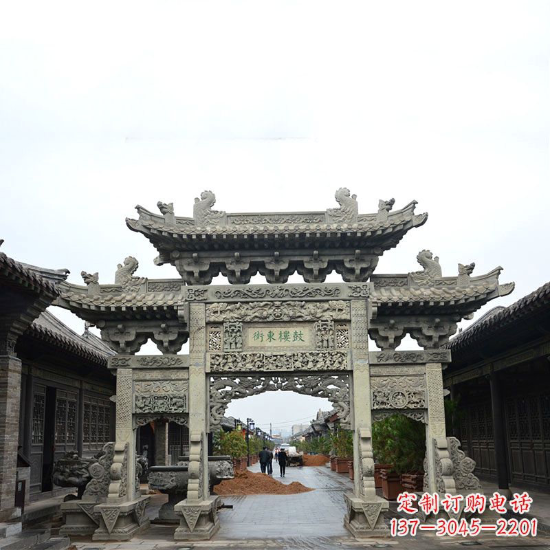 山西街道三门石雕牌楼