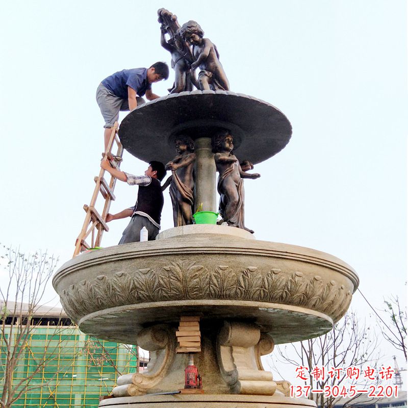 山西精美金蝉石喷泉雕塑