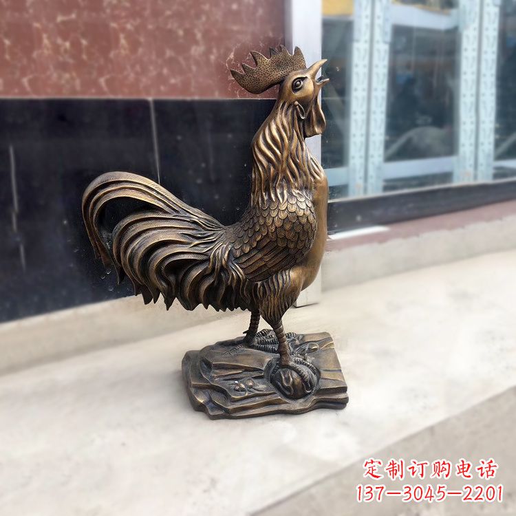 山西金鸡报晓生肖动物纯铸铜雕塑