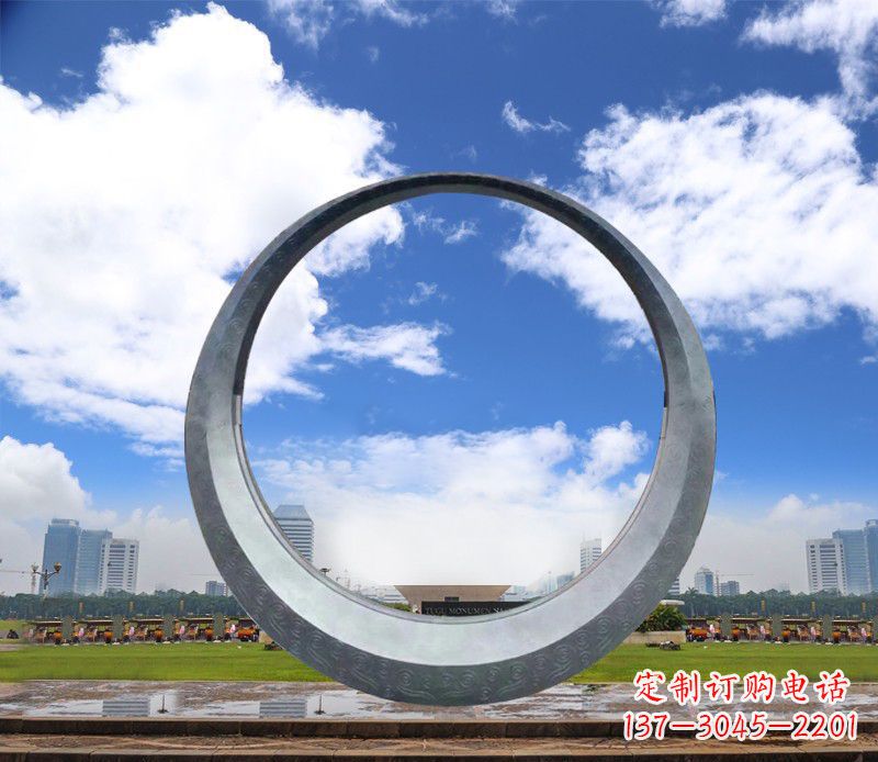 山西景观美化,中领雕塑不锈钢圆环雕塑