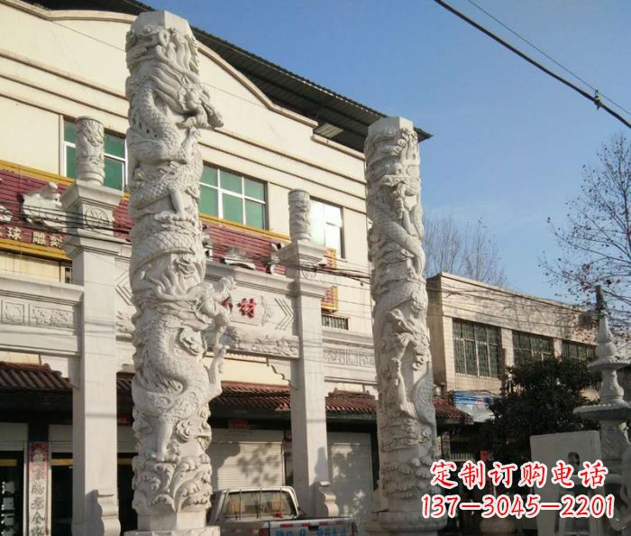 山西景区大理石龙柱石雕 (2)