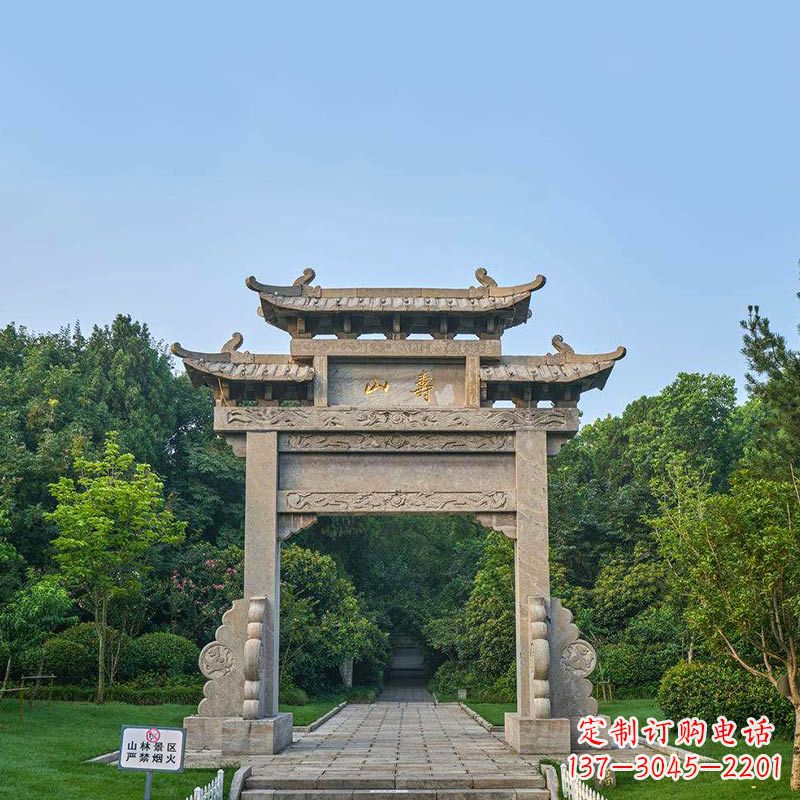 山西景区单门石牌坊雕塑
