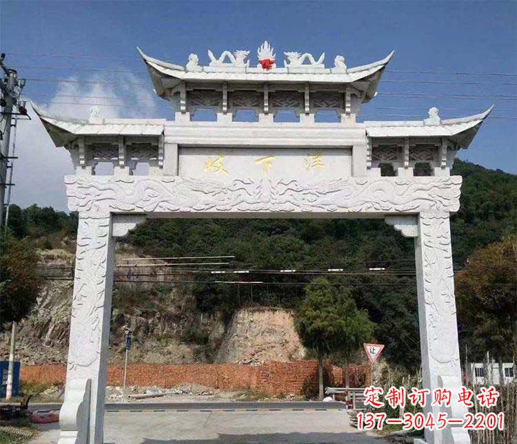 山西景区单门牌坊石雕
