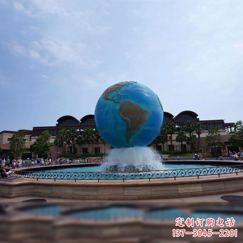 山西视觉奇景,不锈钢水景喷泉地球仪雕塑