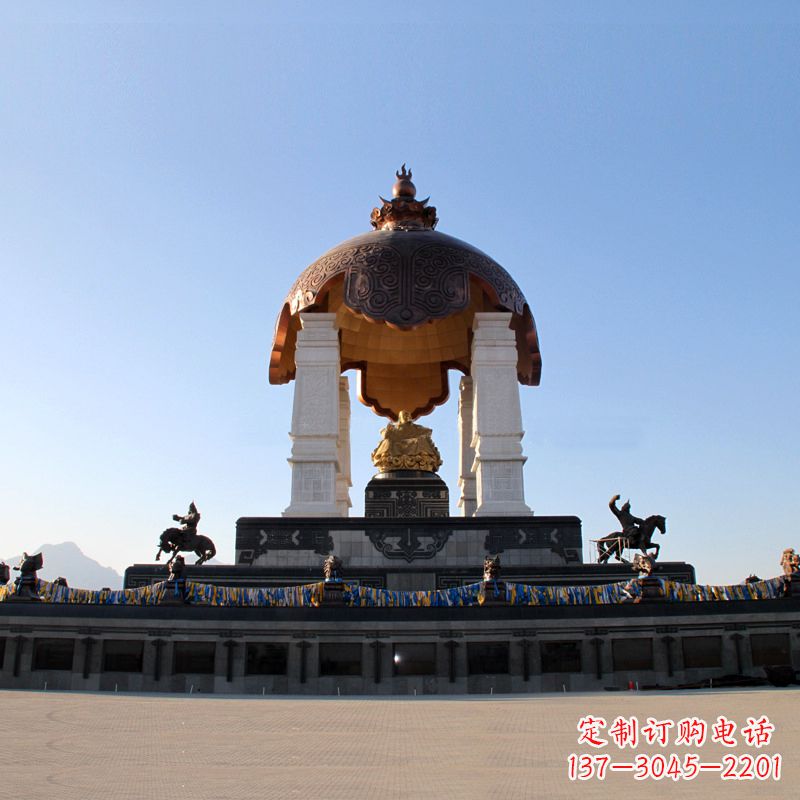 山西景区广场大型历史名人成吉思汗景观雕像