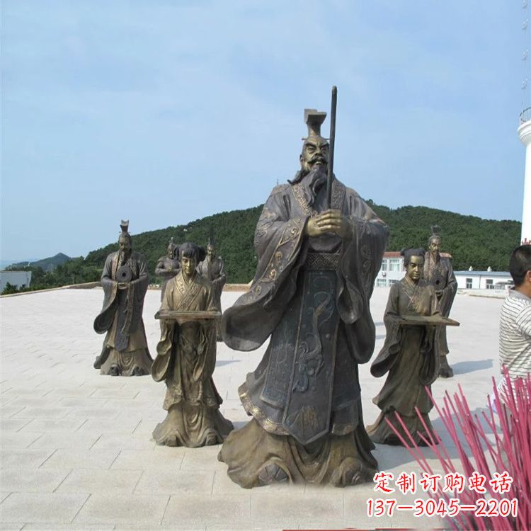 山西景区广场秦始皇祭祀铜雕情景小品雕塑
