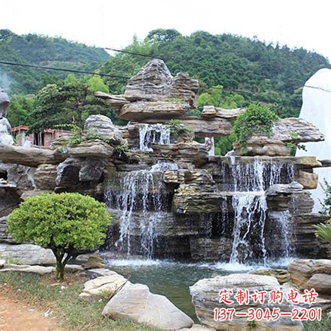 山西领雕塑让您的景区更精彩——奇石流水假山雕塑