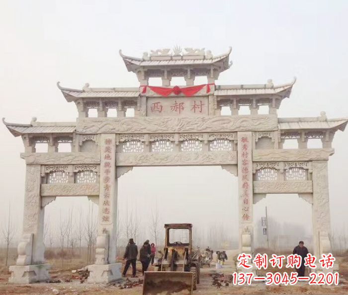 山西高品质三门牌坊石雕