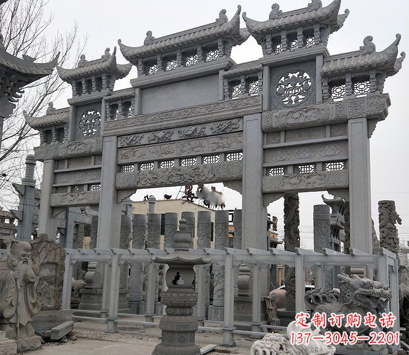 山西京中领雕塑:牌坊石雕定制