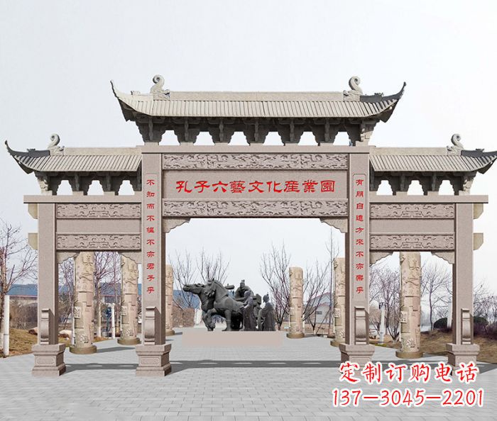 山西景区三门石雕牌坊-高质美观可靠的雕塑装置