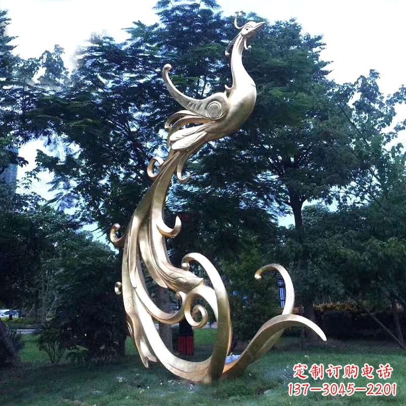 山西精美镜面不锈钢凤凰雕塑
