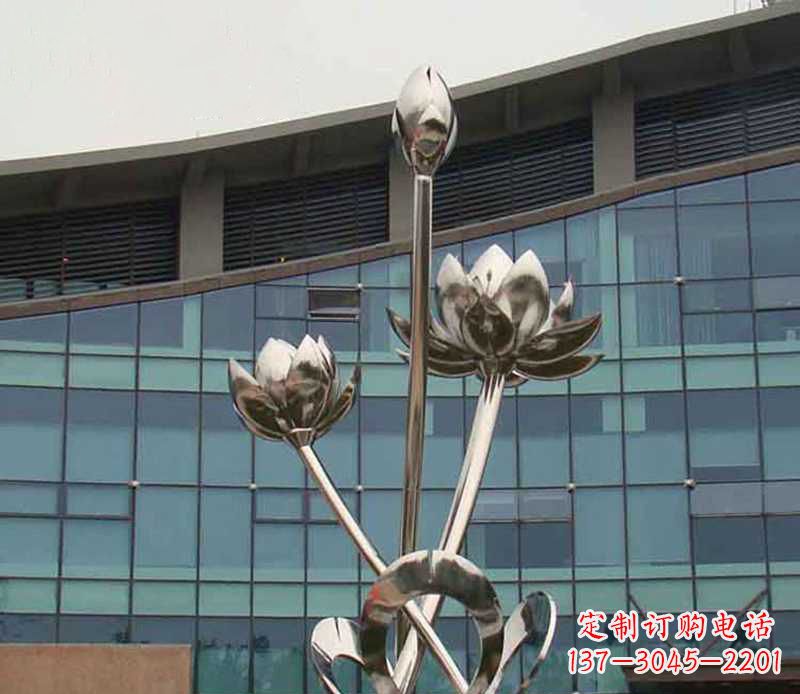 山西优质镜面不锈钢荷花塑像