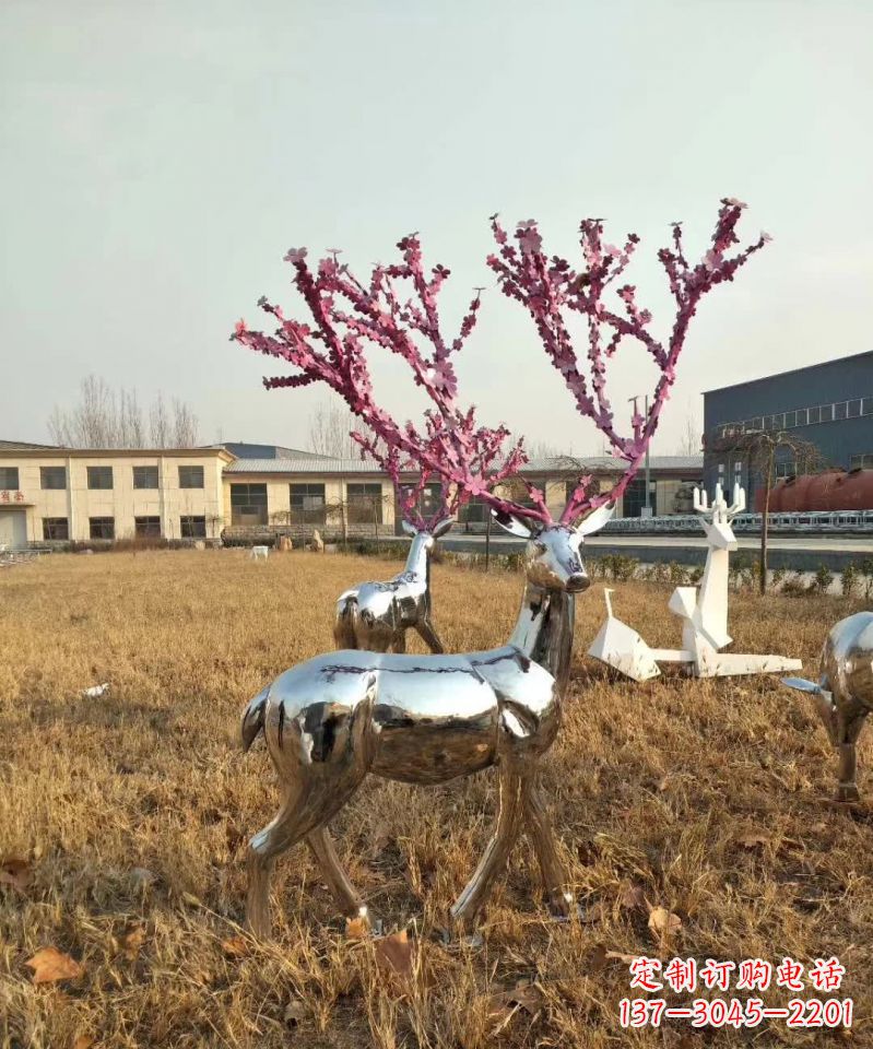 山西镜面不锈钢梅花鹿雕塑,一款极致的雕塑体验