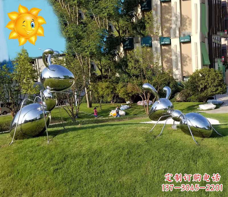 山西优质镜面不锈钢蚂蚁雕塑