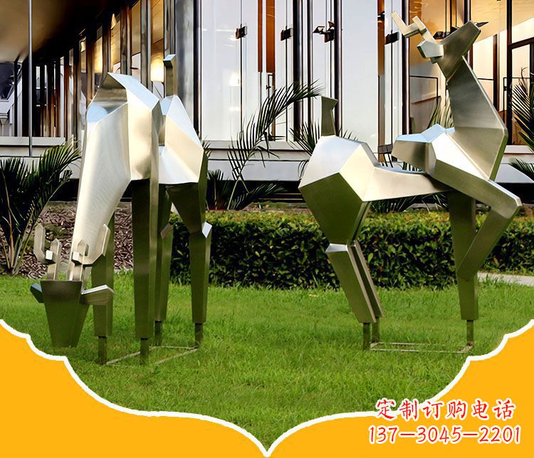 山西镜面福鹿不锈钢雕塑