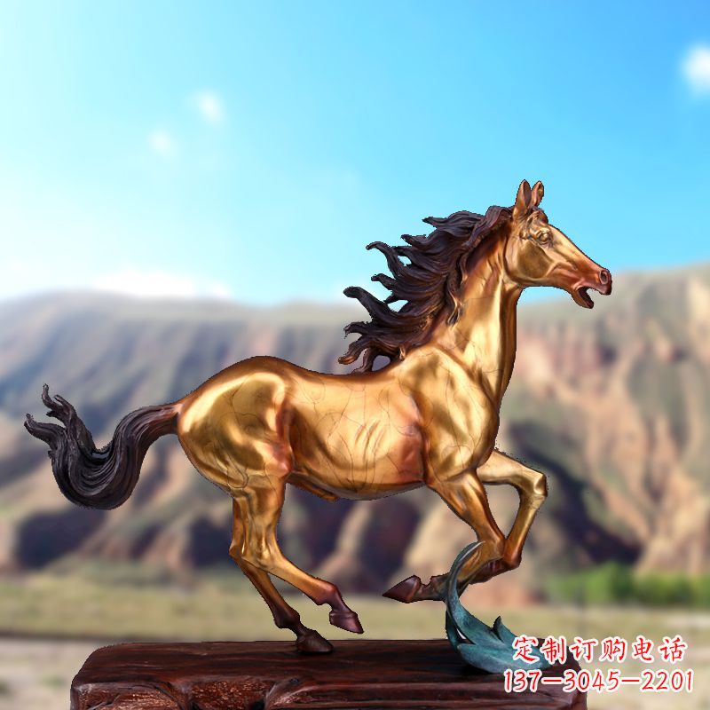 山西烤漆铜动物雕塑,精美马雕