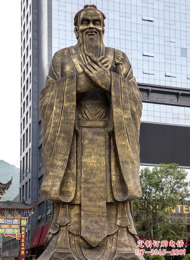 山西孔丘古代名人铜雕