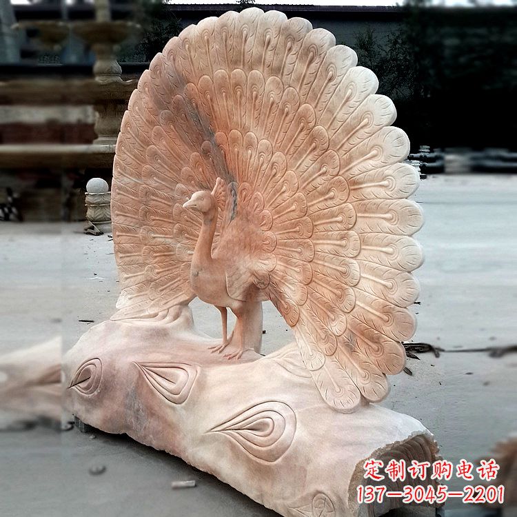 山西艺术精美的孔雀石红雕塑