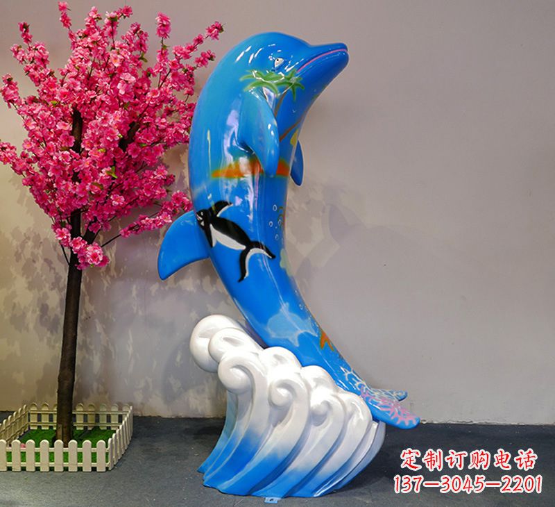 山西蓝色海豚彩绘雕塑,装点您的园林景观