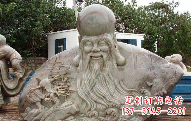 山西大型寿星胸像石雕,体现特定文化精神