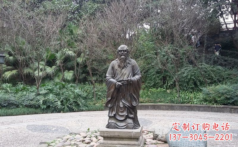 山西品尝古典:中领雕塑老子铜雕